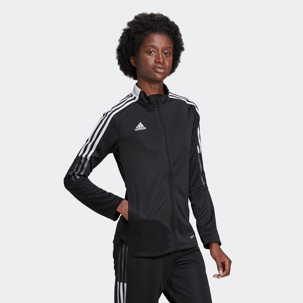 NEW ADIDAS women's tiro 21 track jacket in black/white